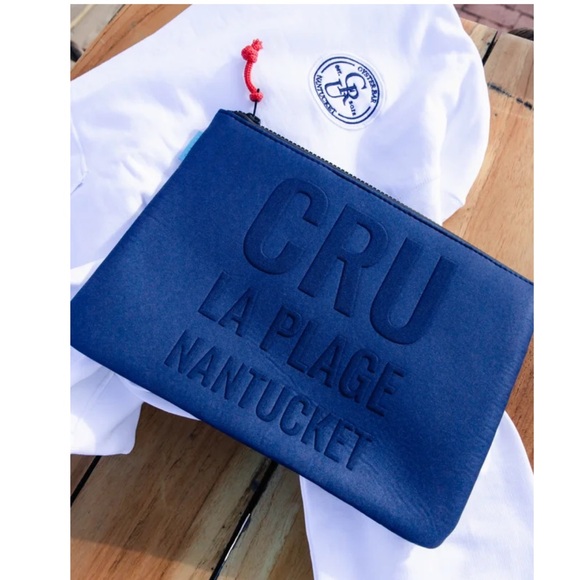 CRU Okaicos Handbags - NIP -CRU Okaicos Blue Neoprene Pouch -Cru La Plage Nantucket